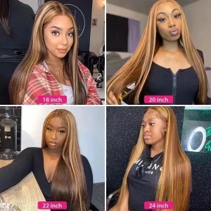 4/27 Color Highlight Straight Hair Frontal Wig - Image 2