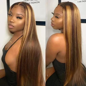 4/27 Color Highlight Straight Hair Frontal Wig - Image 3